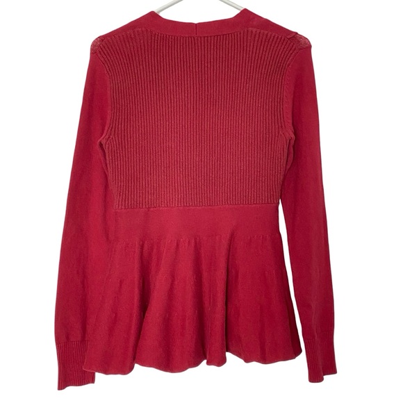 Free People Peplum Cardigan Sweater Womens Size Small Red V Neck Button Down - Picture 2 of 8